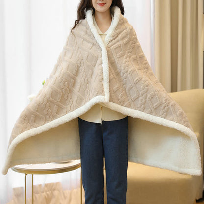 Argyle Pattern Warm Fleece Shawl Blanket