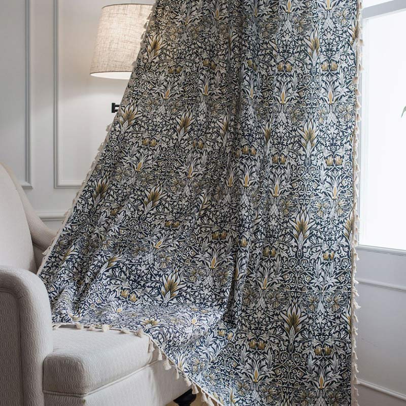 Perris Pattern Cotton Linen Flower Curtain