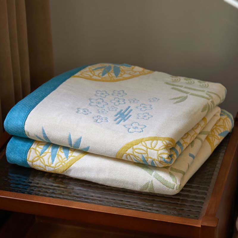 Pastoral Bamboo Flower Soft Reversible Quilt