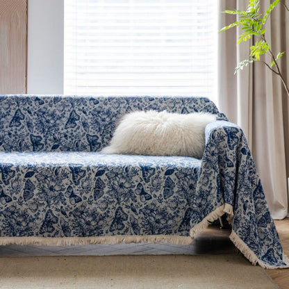 Butterfly Jacquard Sofa Protector with Tassel