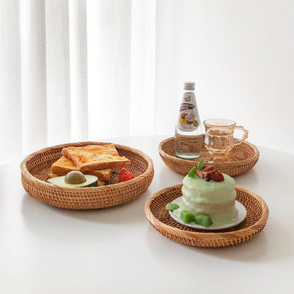 Hand Woven Round Rattan Tray for Food