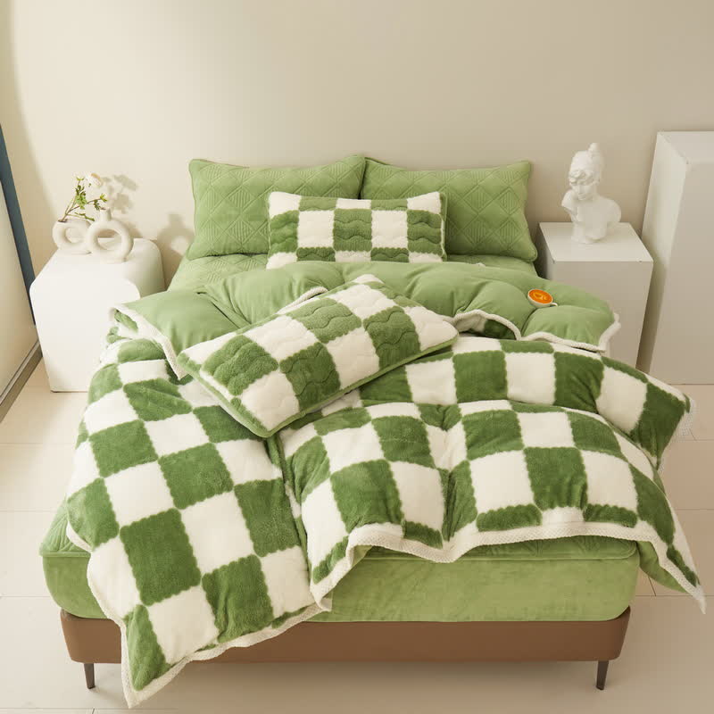 Checkerboard Soft Duvet Cover Fleece Blanket