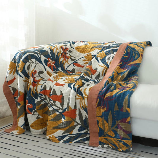 Ownkoti Goldenrod Flower Reversible Cotton Sofa Blanket