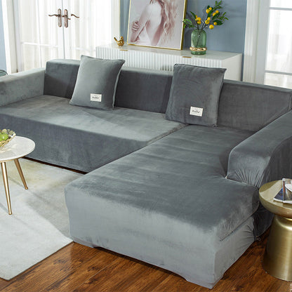 Suede Pure Color Elastic Sofa Cover
