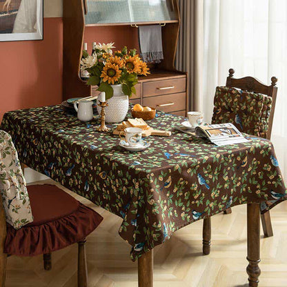 Pastoral Flower & Bird Print Table Cover
