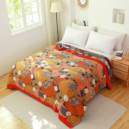 Colorful Persimmon Cotton Gauze Reversible Quilt Quilts Ownkoti As Picture King