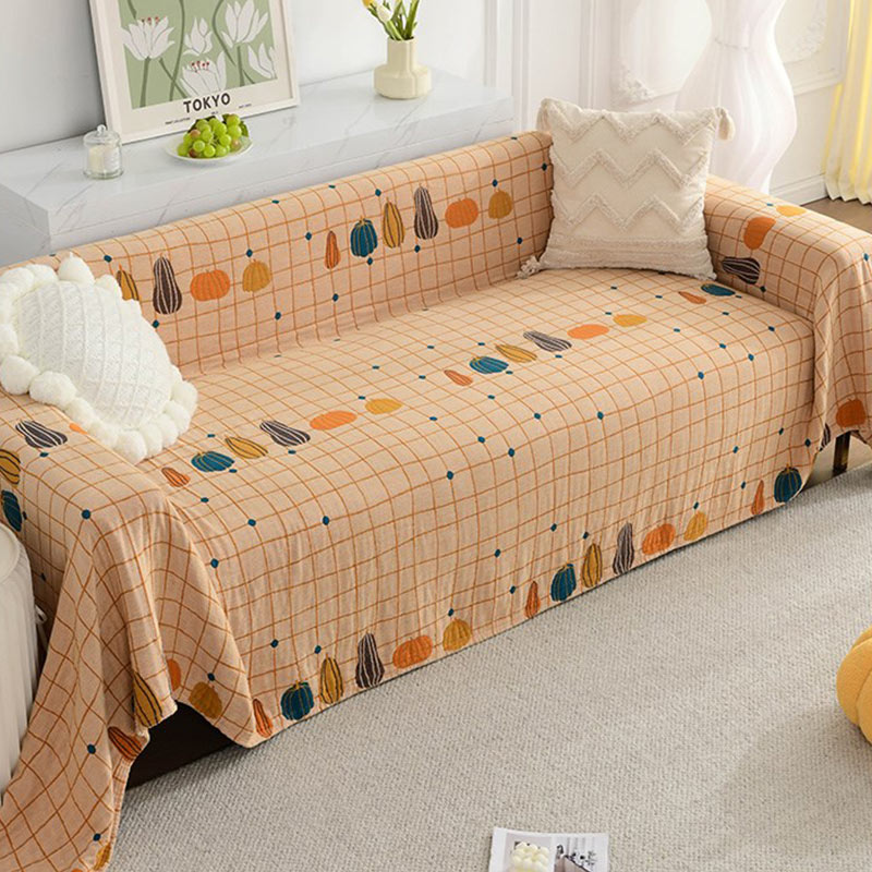 Ownkoti Pumpkin Plaid Pattern Sofa Blanket
