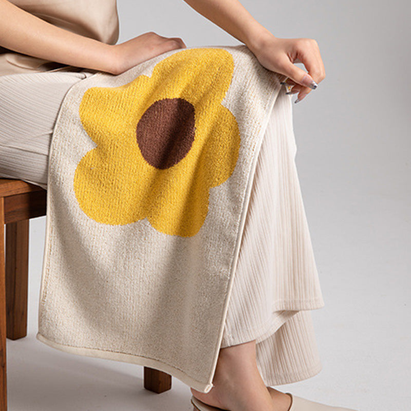 Flower Pattern Colorblock Breathable Cotton Towel