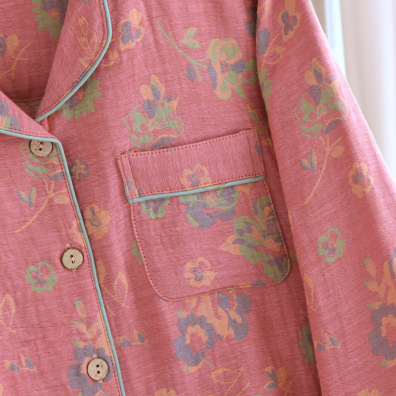 Retro Button-down Cotton Gauze Pajama Set