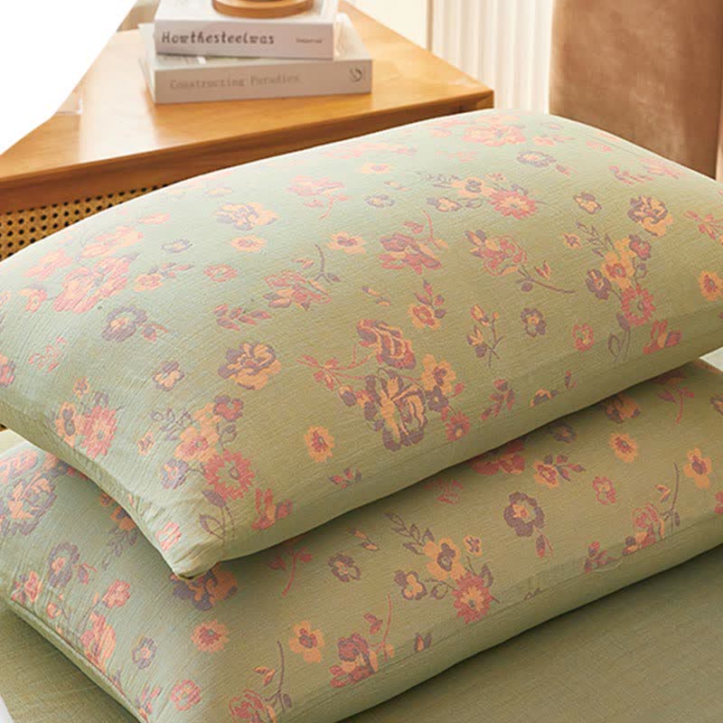 Flower Cotton Duvet Cover Bedsheet & Pillowcases (4PCS) Bedding Set Ownkoti 4