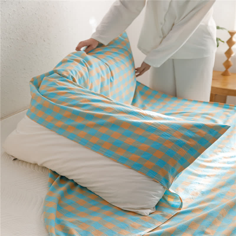 Grid Pattern Breathable Cotton Sleeping Bag Sleeping Bag Ownkoti 36