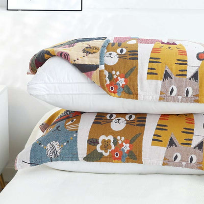 Cute Cat Cotton Soft Pillow Towel (2PCS)