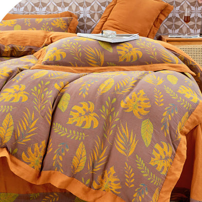 Maple Leaf Print Pure Cotton Bedding Sets (4PCS) Bedding Set Ownkoti 1