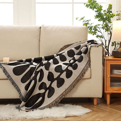 Retro Leaf Tassel Lightweight Soft Blanket Blankets Ownkoti 6