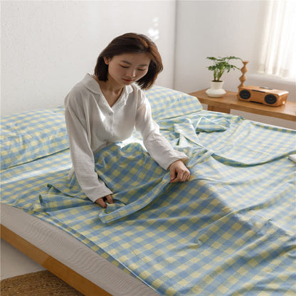 Grid Pattern Breathable Cotton Sleeping Bag Sleeping Bag Ownkoti 46
