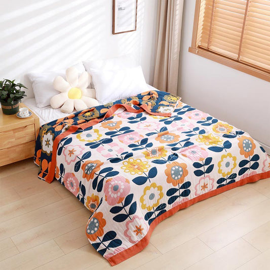 Ownkoti Cute Flower Pattern Reversible Cotton Quilt Quilts Ownkoti As Picture Queen