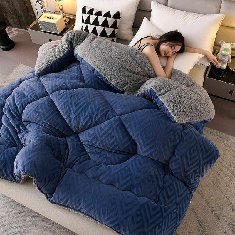 Thick Sherpa Winter Blanket with Quilt Core