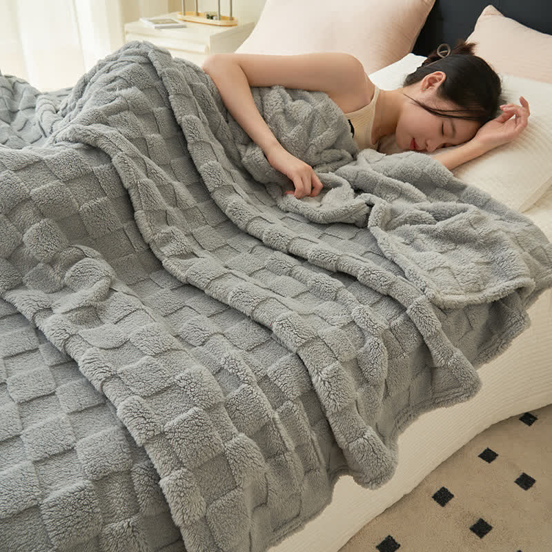 Simple Solid Waffle Reversible Throw Blanket Blankets Ownkoti Gray Queen