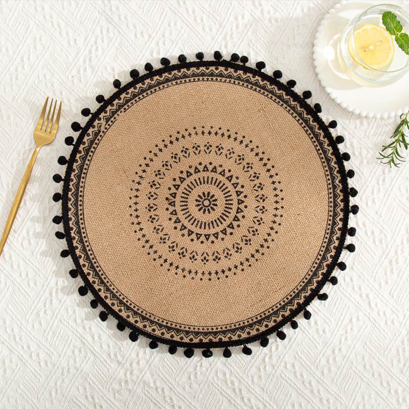 Black Woven Cotton Linen Table Mats (3PCS)