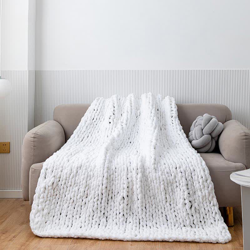 Solid Color Knitted Decorative Reversible Blanket