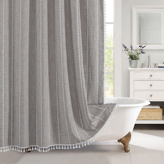 Simple Style Waterproof Tassel Shower Curtain