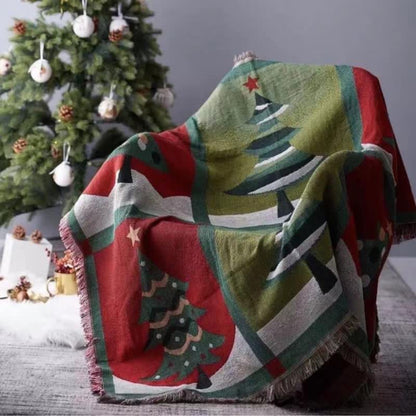 Christmas Tree Home Decor Tassel Blanket