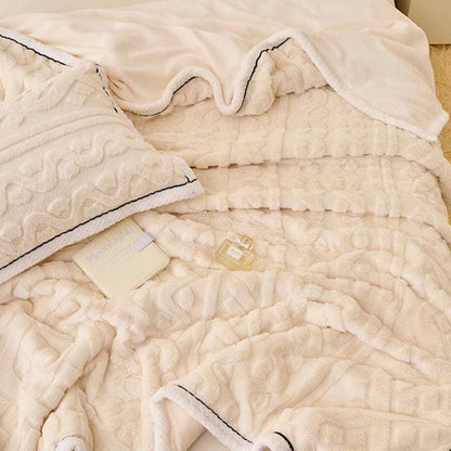 Solid Color Jacquard Soft Fleece Blanket