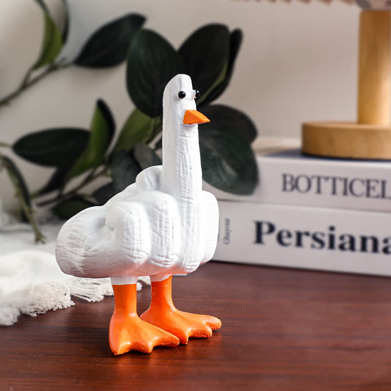 Resin Funny Middle Finger Duck Statues