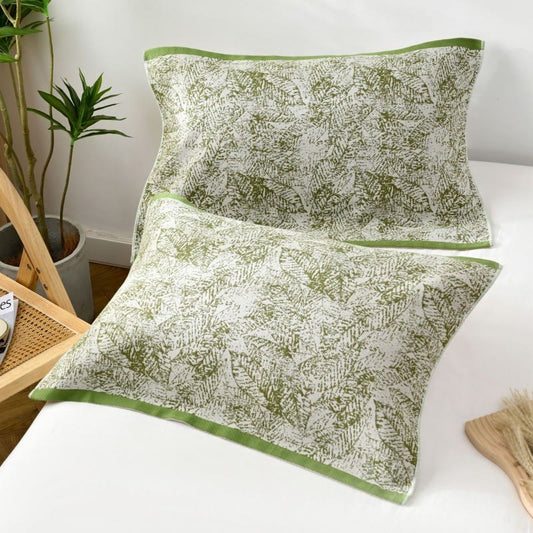 Abstract Leaf Pattern Cotton Pillow Towel (2PCS)