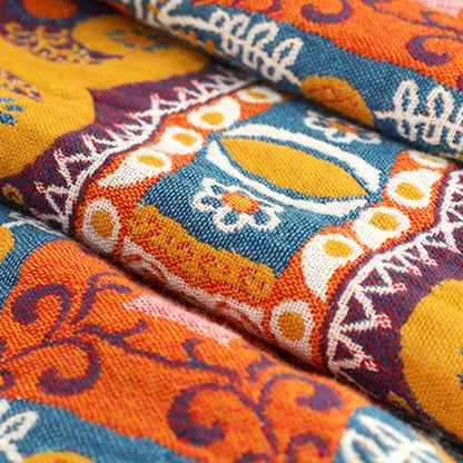 Boho Cotton Orange Reversible Sofa Blanket Blankets Ownkoti 6