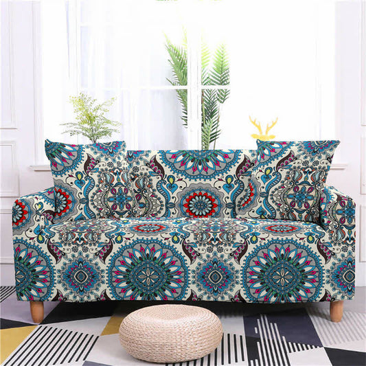 Ownkoti Blue Abstract Pattern Elastic Sofa Cover