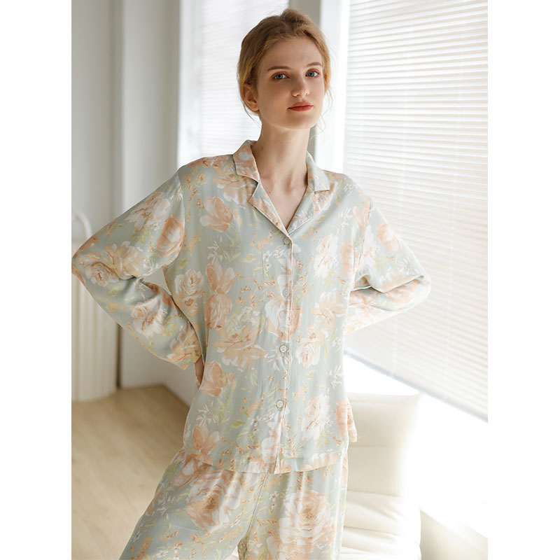 Floral silk pyjama online set