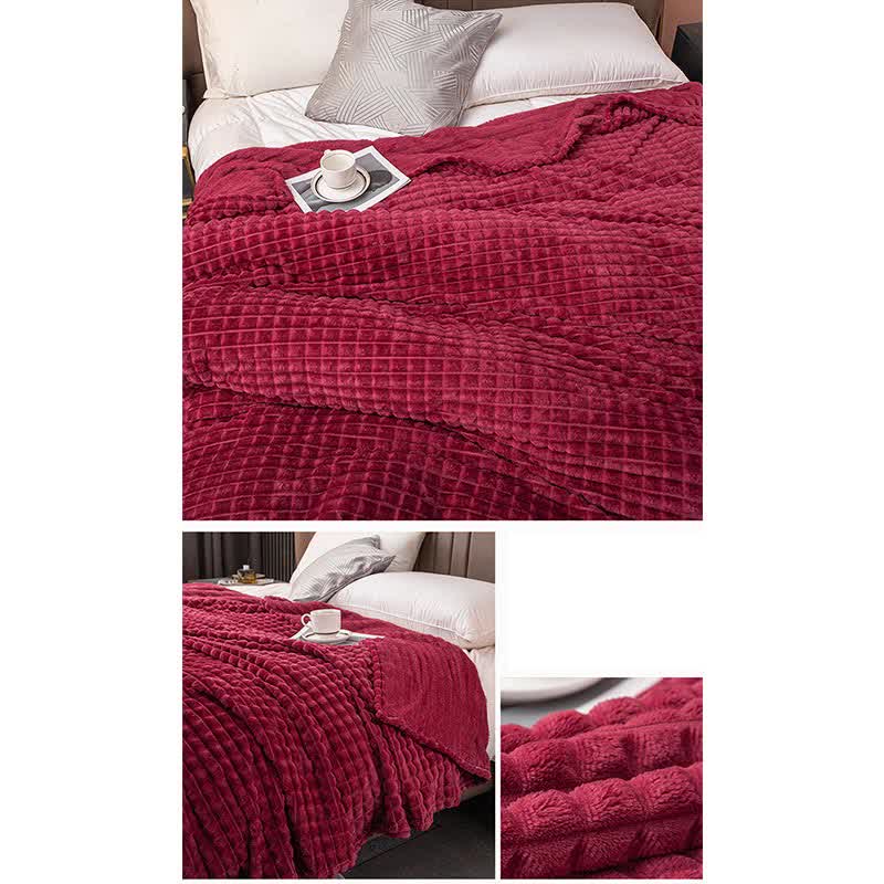 Solid Color Grid Soft Throw Blanket Blankets Ownkoti 18