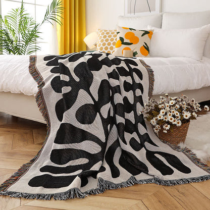 Retro Leaf Tassel Lightweight Soft Blanket Blankets Ownkoti 3