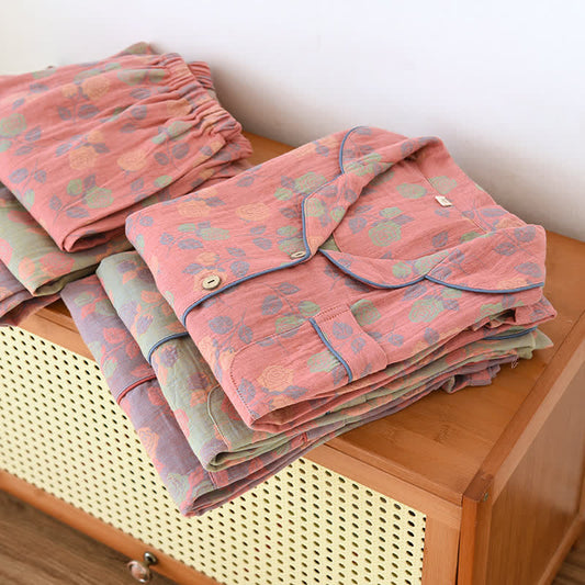 Yarn-dyed Rose Pure Cotton Loungewear Set