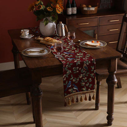 Rural Style Table Runner With Flower & Bird Tablecloth Ownkoti 7
