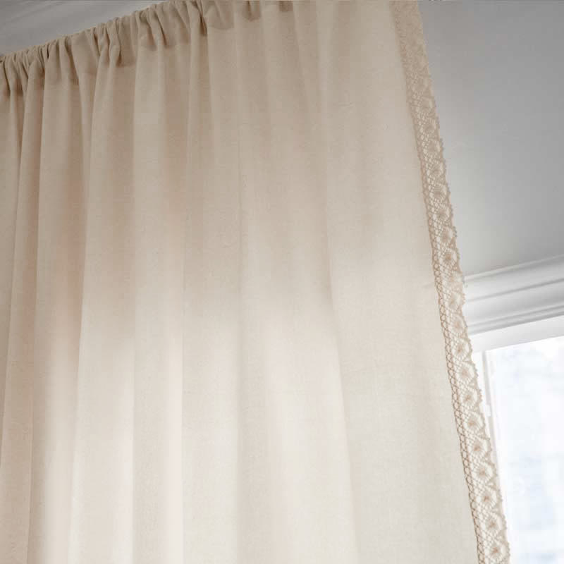 Cotton White Curtain Hollow-Out Drapes with Tassel Curtains Ownkoti 7