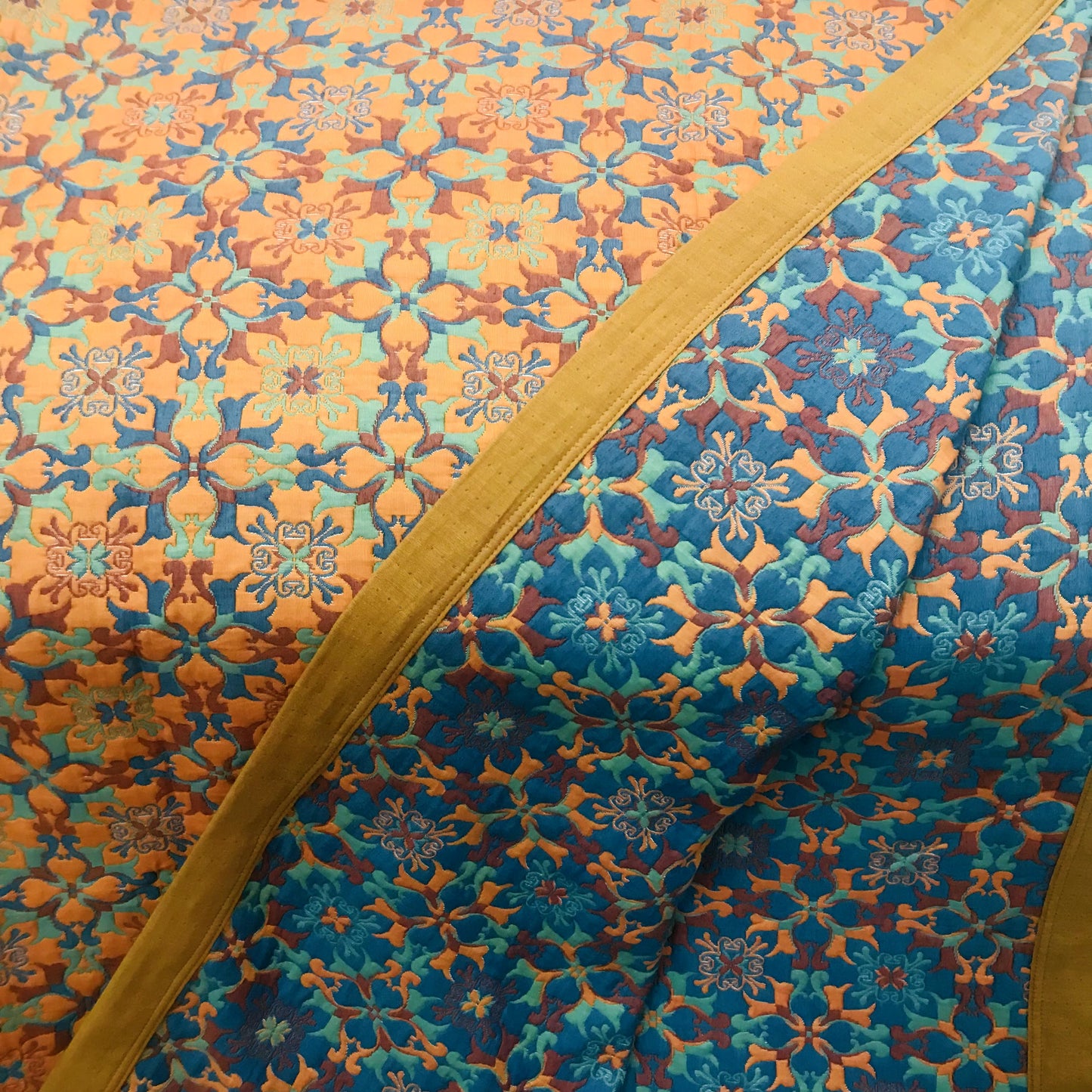 Orange & Blue Pattern Six Layers Cotton Quilt Quilts Ownkoti 9