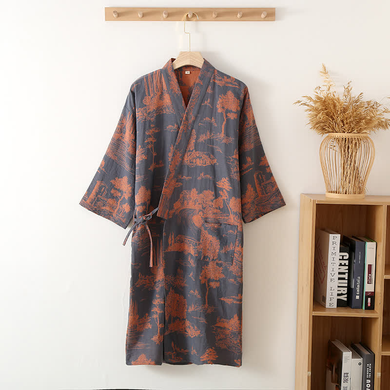 Natural Tree V-neck Comfy  Bathrobe Pajama
