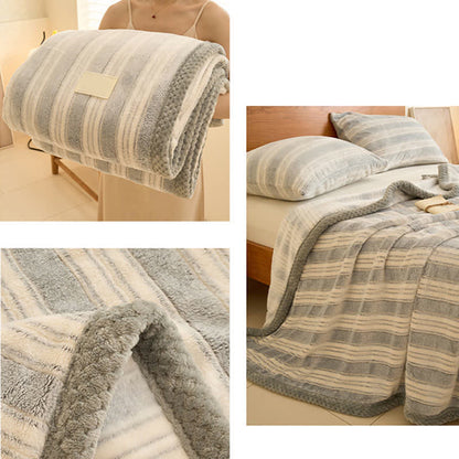 Classic Stripe Thick Cozy Plush Blanket