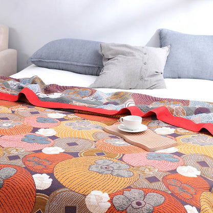 Colorful Persimmon Cotton Gauze Reversible Quilt Quilts Ownkoti 4