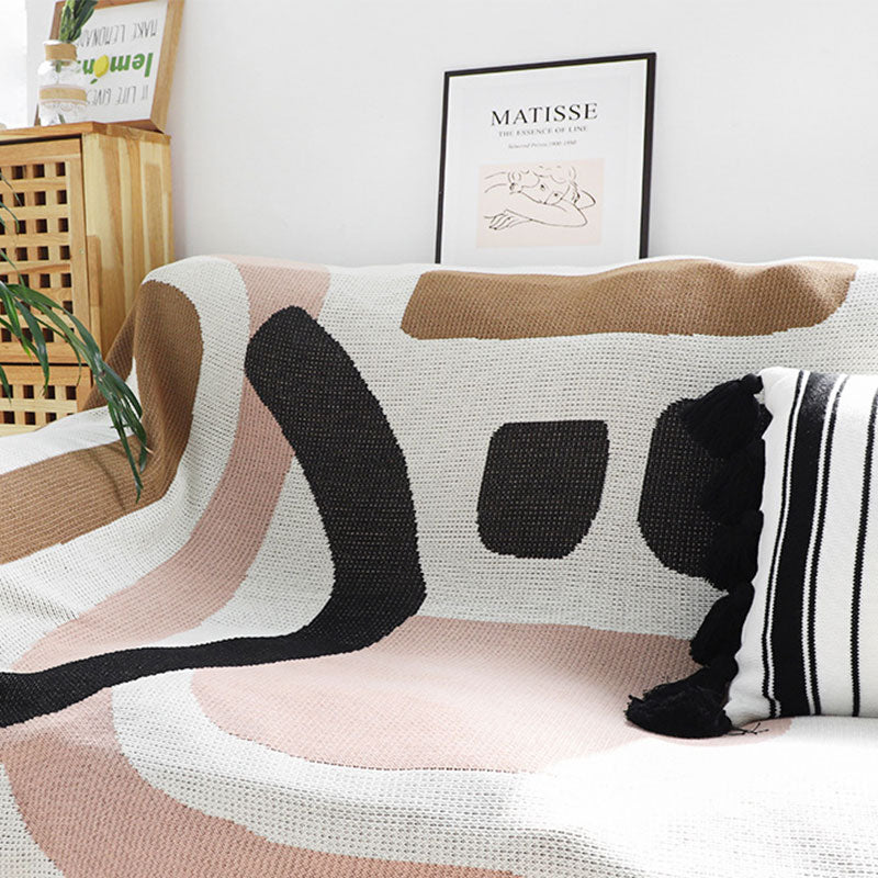 Morandi Colorblock Cotton Sofa Knit Blanket