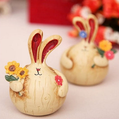 Ownkoti Retro Fat Rabbit Resin Home Decoration (2PCS)