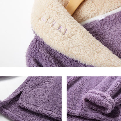 Ownkoti Simple V-Neck Warm Winter Loungewear Set