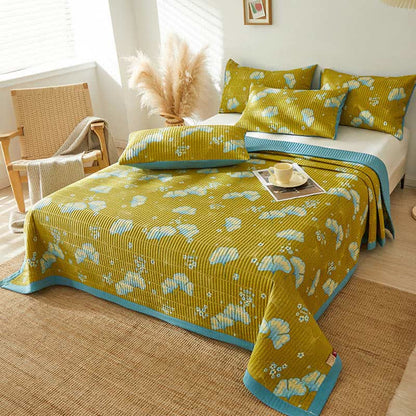 Retro Coverlet Blanket with Ginkgo Leaf Coverlets Ownkoti 1