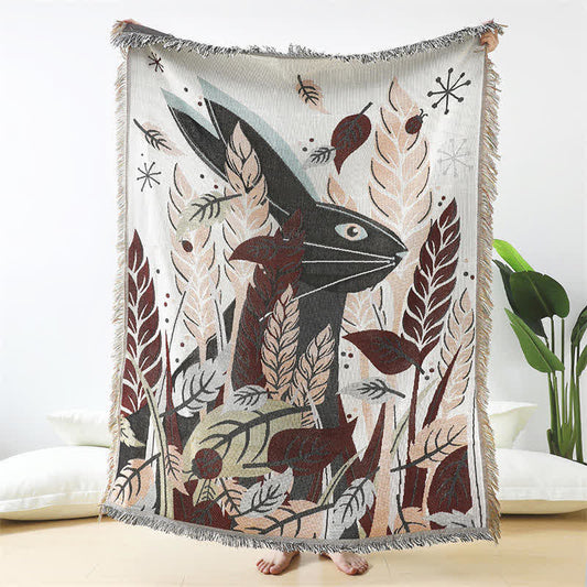 Ownkoti Rabbit Bohemia Throw Blanket with Tassel
