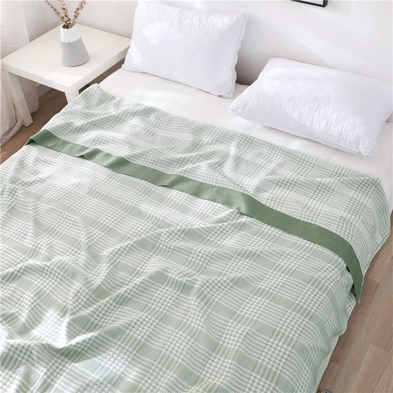 Lightweight Plaid Cotton Bed Blanket Quilt Quilts Ownkoti Green Queen