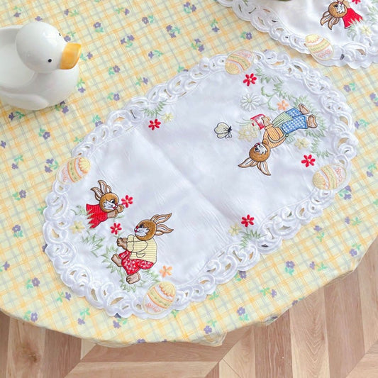  Ownkoti Rabbits & Easter Egg White Table Mat