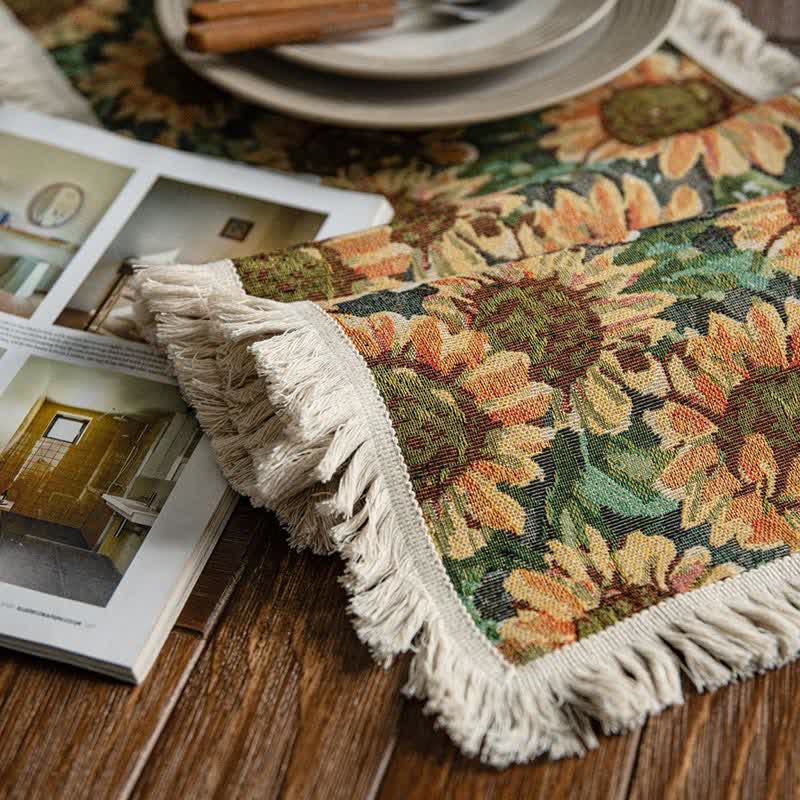 Sunflower Print Table Runner Table Decoration Tablecloth Ownkoti 4