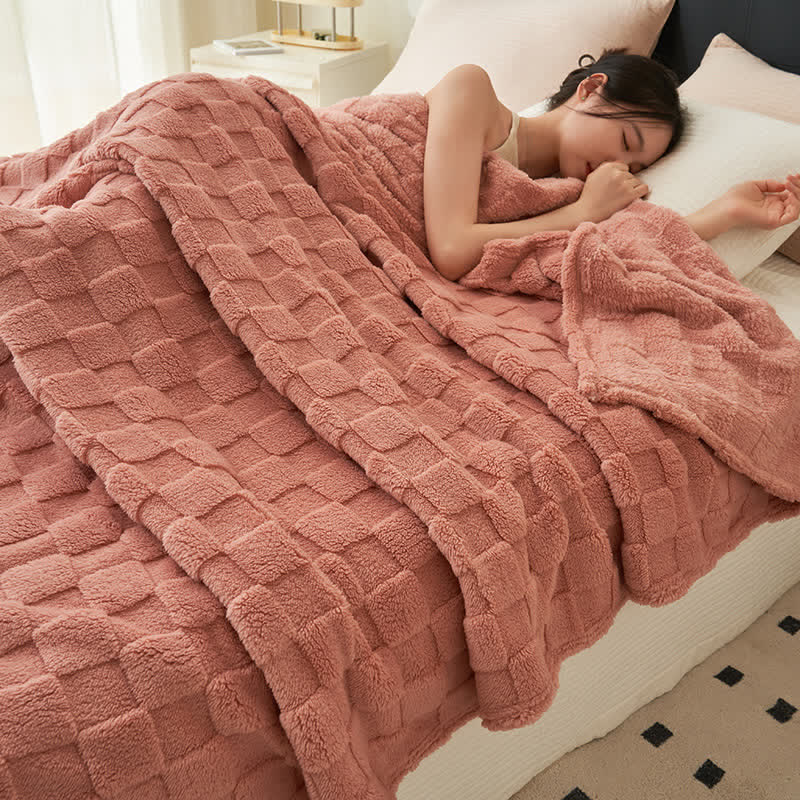 Simple Solid Waffle Reversible Throw Blanket Blankets Ownkoti Dark Pink Queen